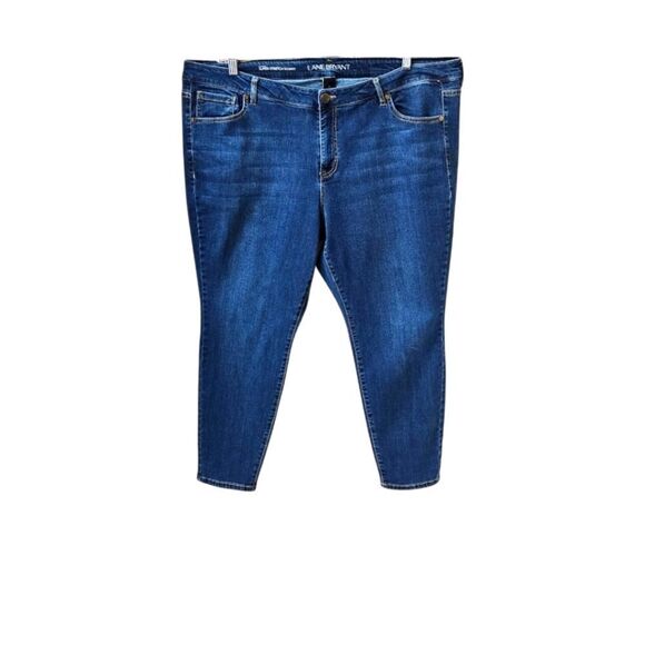 LANE BRYANT Plus Size Mid-Rise Super Stretch Skinny Blue Jeans SIZE Short 24 - Picture 2 of 12